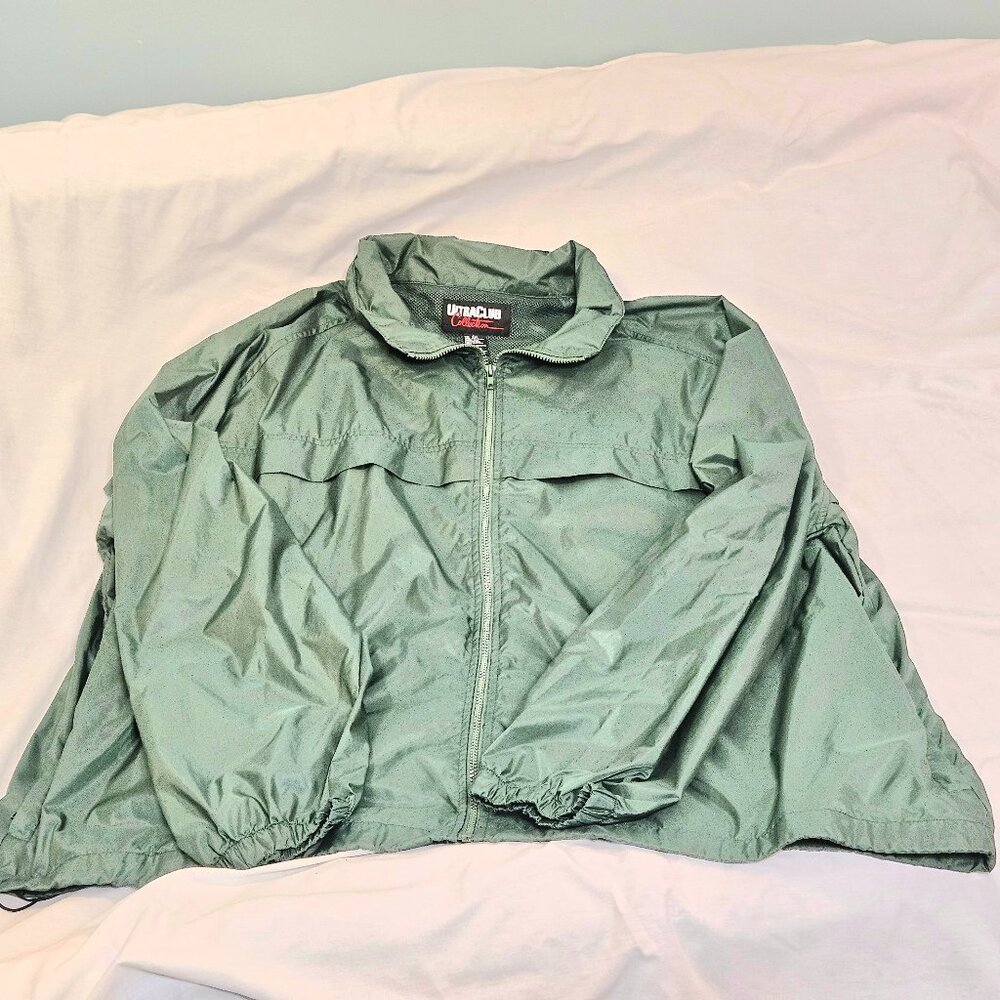 Green Zip up Windbreaker Jacket 4XL Ultraclub Collection W/Hidden Hood